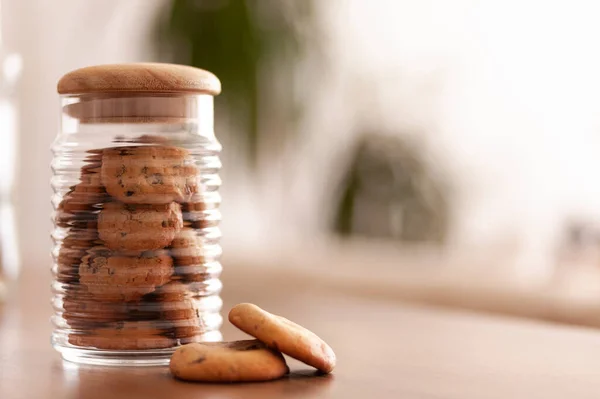 Close-up of cookie jar on kitchen table
