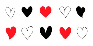 Kalp aşkı sembolü tasarım element vektörü seti. Sevgililer Günü, hediye, düğün için sevgililer günü tasarım illüstratörü unsuru