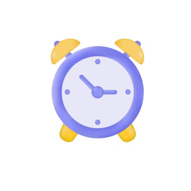 Alarm saati. Elleri olan 3D simge. Ev ve okul için nöbet tut. Çalma, zaman ve süre kavramı. 3d gerçekçi vektör illüstrasyon alarm saati