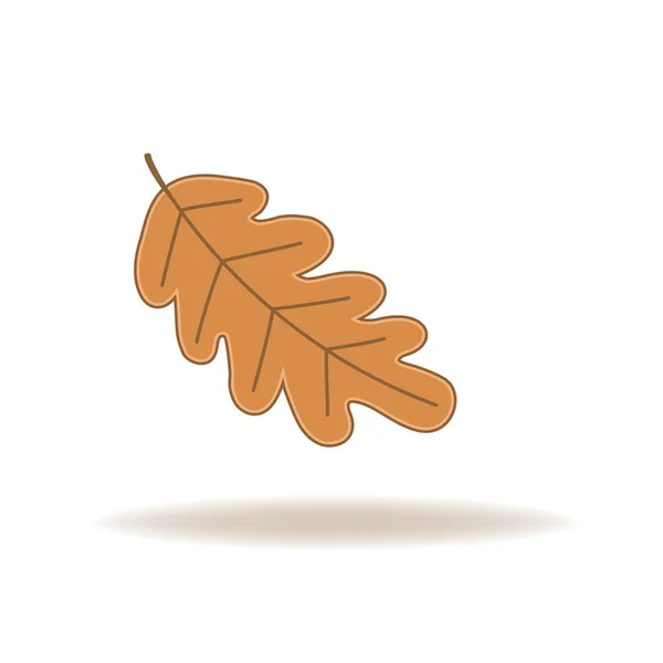 Braunes Eichenblatt Mit Grauem Schatten Herbstliche Ikone Vektorillustration — Stockvektor