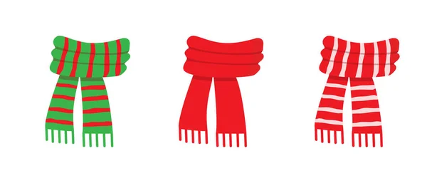 Vector Winterkollektion Von Rotem Schal Isoliert Auf Weißem Hintergrund Abbildung — Stockvektor