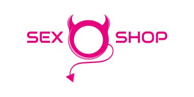 Sex Shop Logosu ya da Rozet Tasarım Şablonu - Seksi Etiket. Vektör İllüstrasyonu