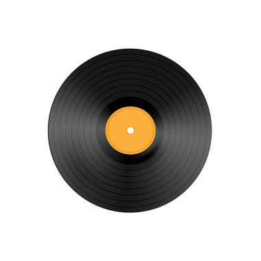 Gerçekçi plak kaydı. Vektör, gramofon kaydı. Müzik için klasik vinil plak. Düzenlenebilir izole nesne