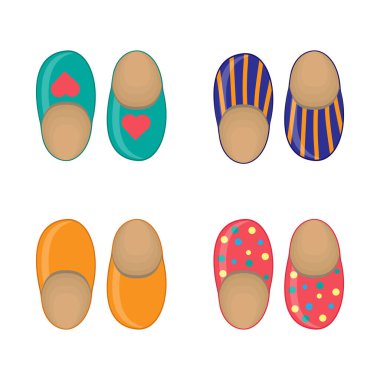 Set of colorful house slippers,vector.