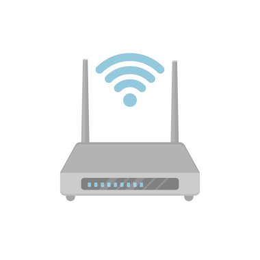 Wi-Fi access point, laptop and phone connection to Wi-Fi point. Wireless router vector icon