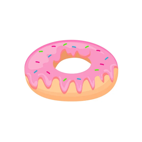 Dessin Animé Coloré Donut Savoureux Isolé Sur Fond Blanc Doug — Image vectorielle