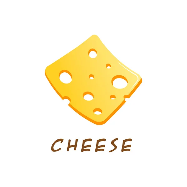 Bir Peynir Parçasının Düz Vektör Çizimi — Stok Vektör