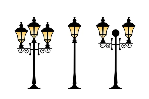 Sokak Lambaları Koleksiyonu Fener Seti Sahte Lamba Klasik Tarz — Stok Vektör