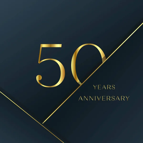 50 Yıl Yıldönümü Logosu, Altın Rengi, Doğum günü, davetiye, düğün, jübile ve tebrik kartı resimleme için Vektör Şablonu Tasarım ögesi