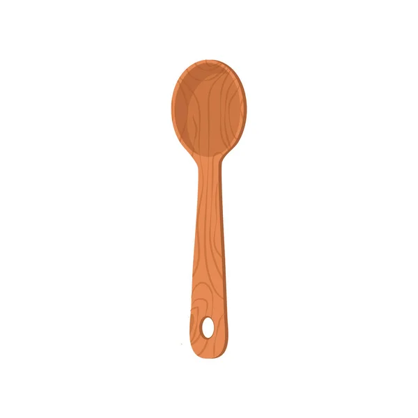 Cartoon Nature Wooden Kitchenware Utensil Spoon Wood Grain Texture — Stock Vector