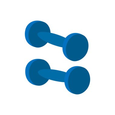 iki dambıl mavi, düz yalıtılmış nesne beyaz zemin üzerinde, vektör illüstrasyon