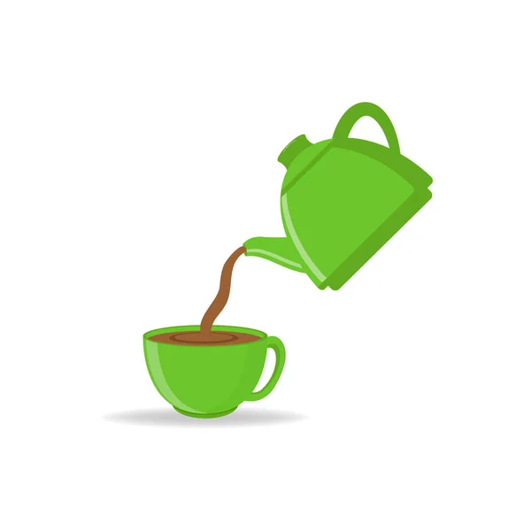 Despejando Chá Bule Uma Xícara —  Vetores de Stock