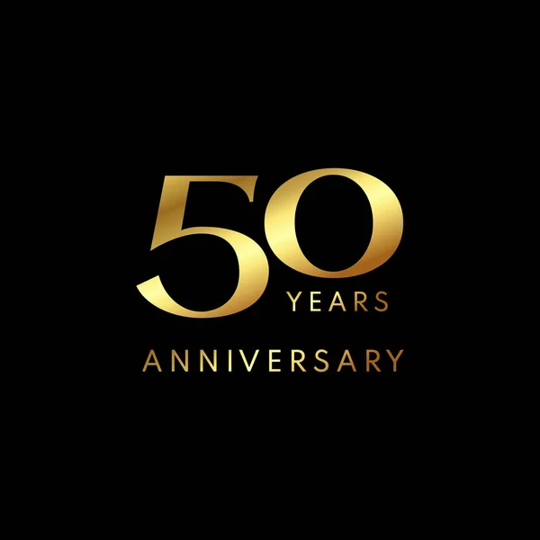 50 Yıl Yıldönümü Logosu, Altın Rengi, Doğum günü, davetiye, düğün, jübile ve tebrik kartı resimleme için Vektör Şablonu Tasarım ögesi
