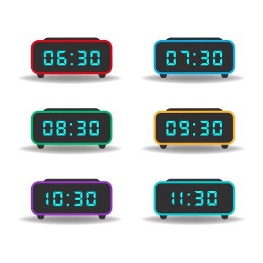farklı zaman ile dijital saatler kümesi. vektör çizim