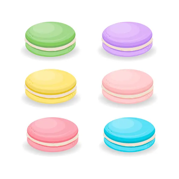 Grup farklı lezzet, vektör çizim renkli macaroons