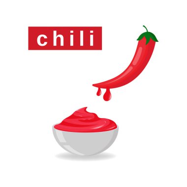 Çizim. Biber, acı sos. Vektör