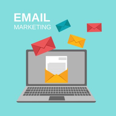 e-posta pazarlama iş bilgisayar. online reklam için vektör kavramı