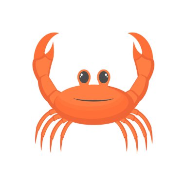 Yengeç. Deniz hayvanı - yengeç. Gözleri olan sevimli çizgi film yengeci. Vektör illüstrasyonu