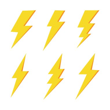 Şimşek güç simgesi seti, şimşek simgesi ve yıldırım simgesi - Elektrik güç simgesi simgesi