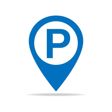 Parking pinpoint blue icon. Map parking pointer, Parking map point vector illustration