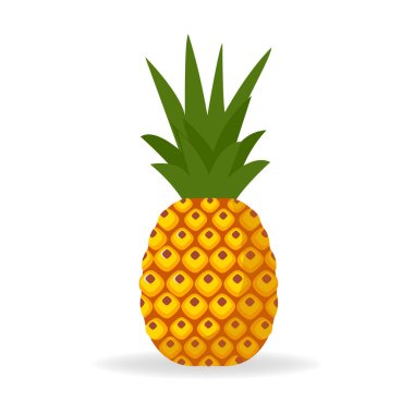 Ananas. Beyaz üzerine izole çizgi film tarzı ananas meyveleri. Yaz meyveleri, sağlıklı ve doğal bir hayat için.