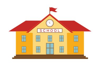 Okul binası. Okula dönelim. Düz biçimli vektör illüstrasyonu