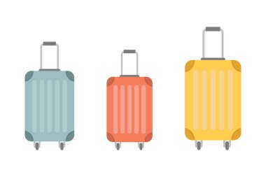 Düz çizimler, iki valiz yolculuğu, seyahat çantaları.