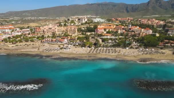 Aerial Panorama Playa Del Duque Tenerife Canary Islands Spain High — Vídeo de stock