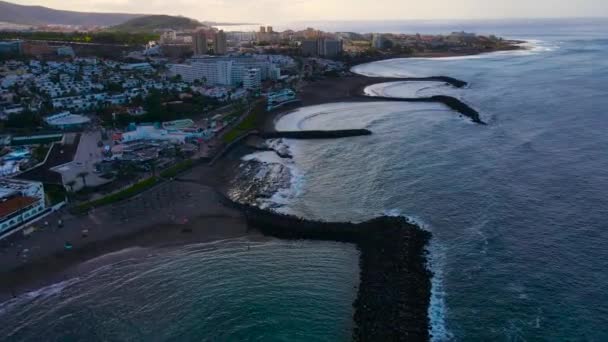 Drohnenflug Über Dem Troya Strand Auf Teneriffa Playa Las Americas — Stockvideo