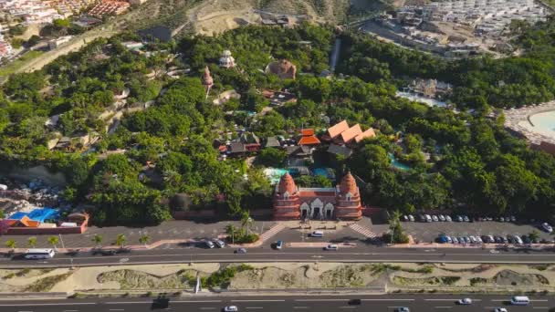 Aerial View Siam Park One Best Water Parks World Tenerife — Vídeo de Stock