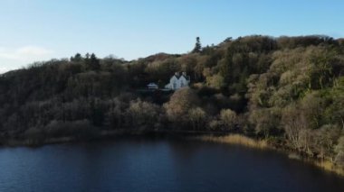 Drone flies to the ancient estate. January 2023 - Co Cork - Ireland. High quality 4k footage