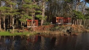 The drone flies along the shore of the lake. Ireland. High quality 4k footage