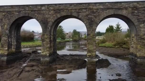 Старый Железнодорожный Мост Баллидехоб Уэст Корк Корк Ирландия Воздушный Дрон — стоковое видео