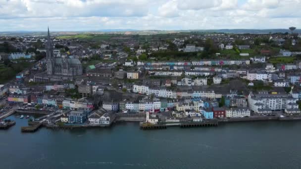 Cobh Town Aerial Πλάνα County Cork Ιρλανδία Υψηλής Ποιότητας Πλάνα — Αρχείο Βίντεο