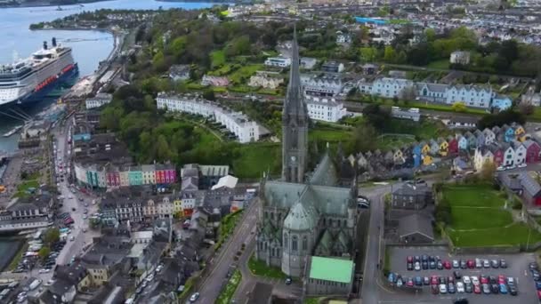 Fantastic View Colmans Cathedral Cobh Ireland High Quality Footage — Stock Video