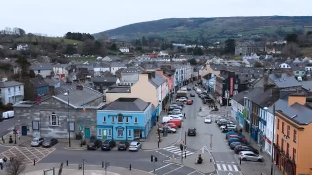 Luftaufnahme Der Innenstadt Von Bantry Straße Häuser Und Geschäfte Irland — Stockvideo