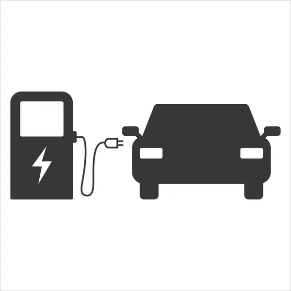 Elektryczny Samochód Ładowania Ikona Wektor Symbol Ilustracji — Wektor stockowy