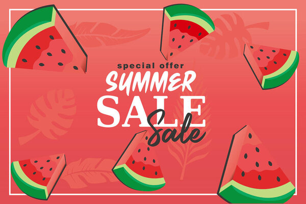 Летняя продажа, вектор специального предложения, иллюстрация