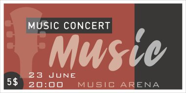 müzik konseri bileti vektörü, illüstrasyon