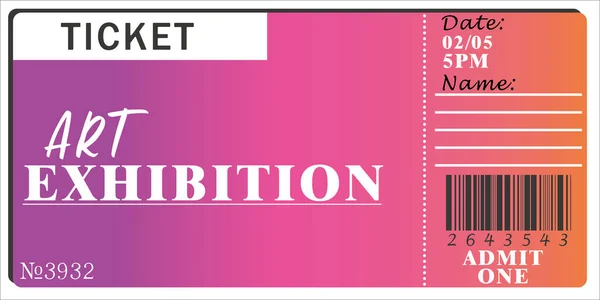 Kunst Tentoonstelling Ticket Vector Illustratie — Stockvector