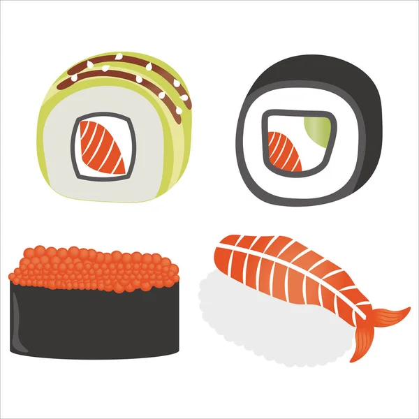 Rouleaux Sushi Icône Vecteur Illustration Symbole — Image vectorielle