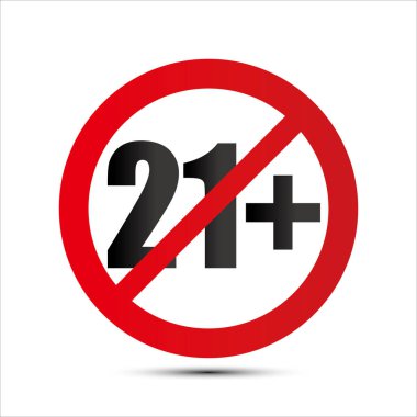 21 + kısıtlama, yasaklama simgesi, vektör, illüstrasyon, sembol
