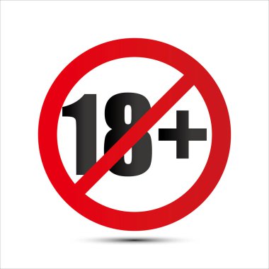 18 + kısıtlama, yasaklama simgesi, vektör, illüstrasyon, sembol