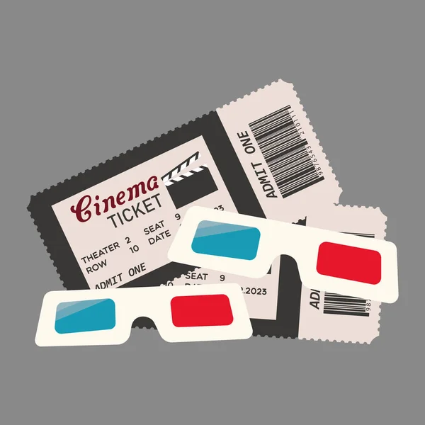 Movie Tickets Glasses Icon Vector Illustration Symbol — Stock Vector