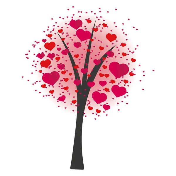 Strom Srdcem Symbol Vektorové Ilustrace Romantiky — Stockový vektor