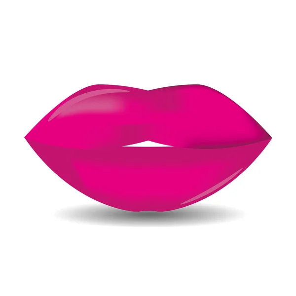 Roze Gezwollen Lippen Pictogram Vector Illustratie Symbool — Stockvector