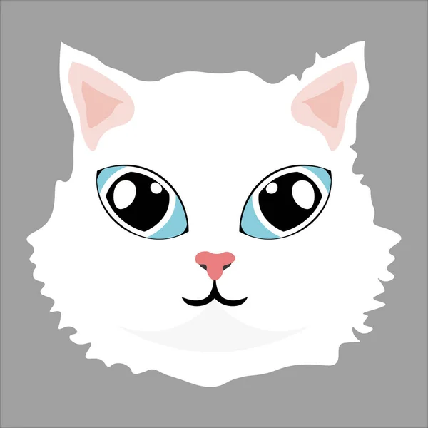 青い目のアイコンのイラストベクトルシンボルの白い猫 — ストックベクタ
