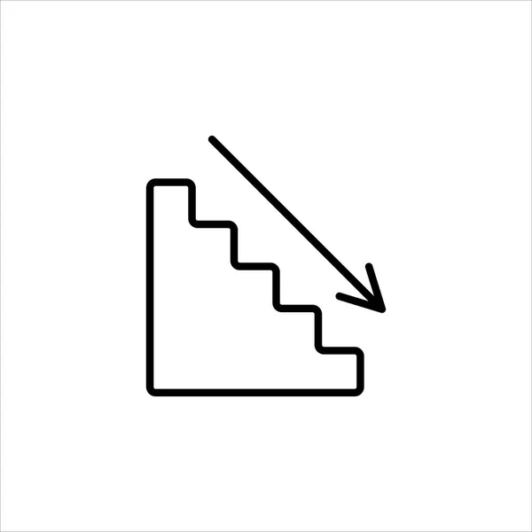 Escaleras Abajo Icono Vector Símbolo Ilustración — Vector de stock