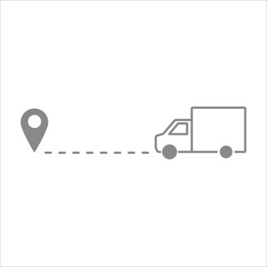 dağıtım ve kamyon harita simgesi vektöründe bir noktaya hareket ediyor