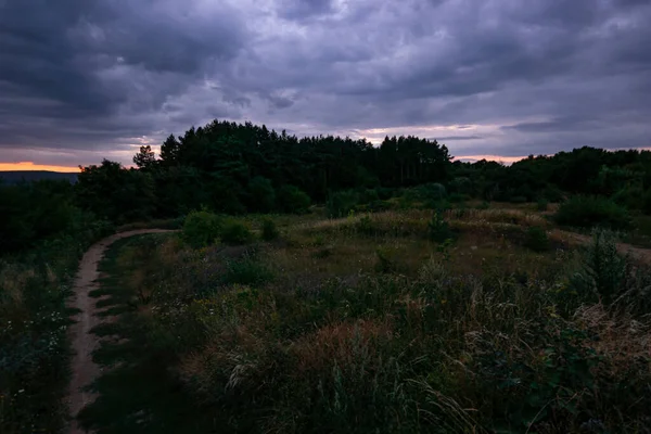 Alkonyat Erdőben Éjszaka Küszöbén — Stock Fotó